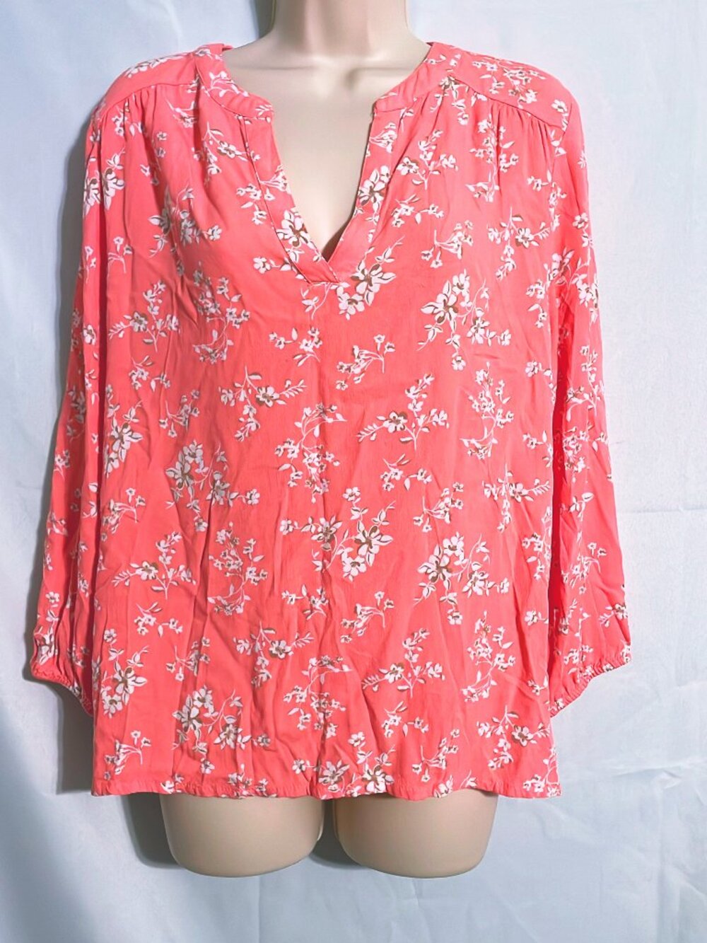 St John's Bay Pink Floral Top Size L